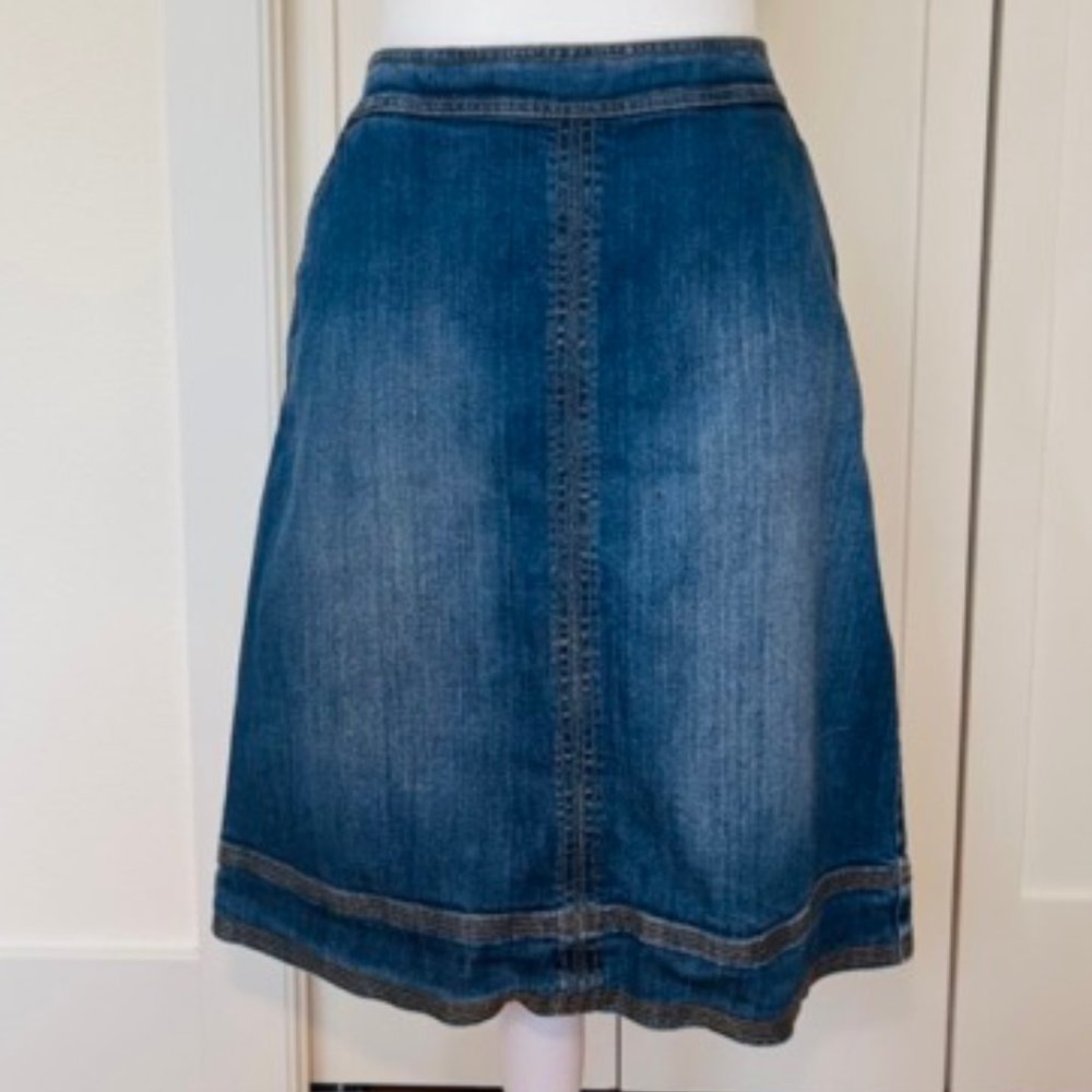Boden Denim A-Line Side Zip Skirt 8